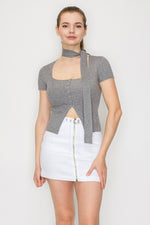 Sweater Neck Tie Sleeveless Top