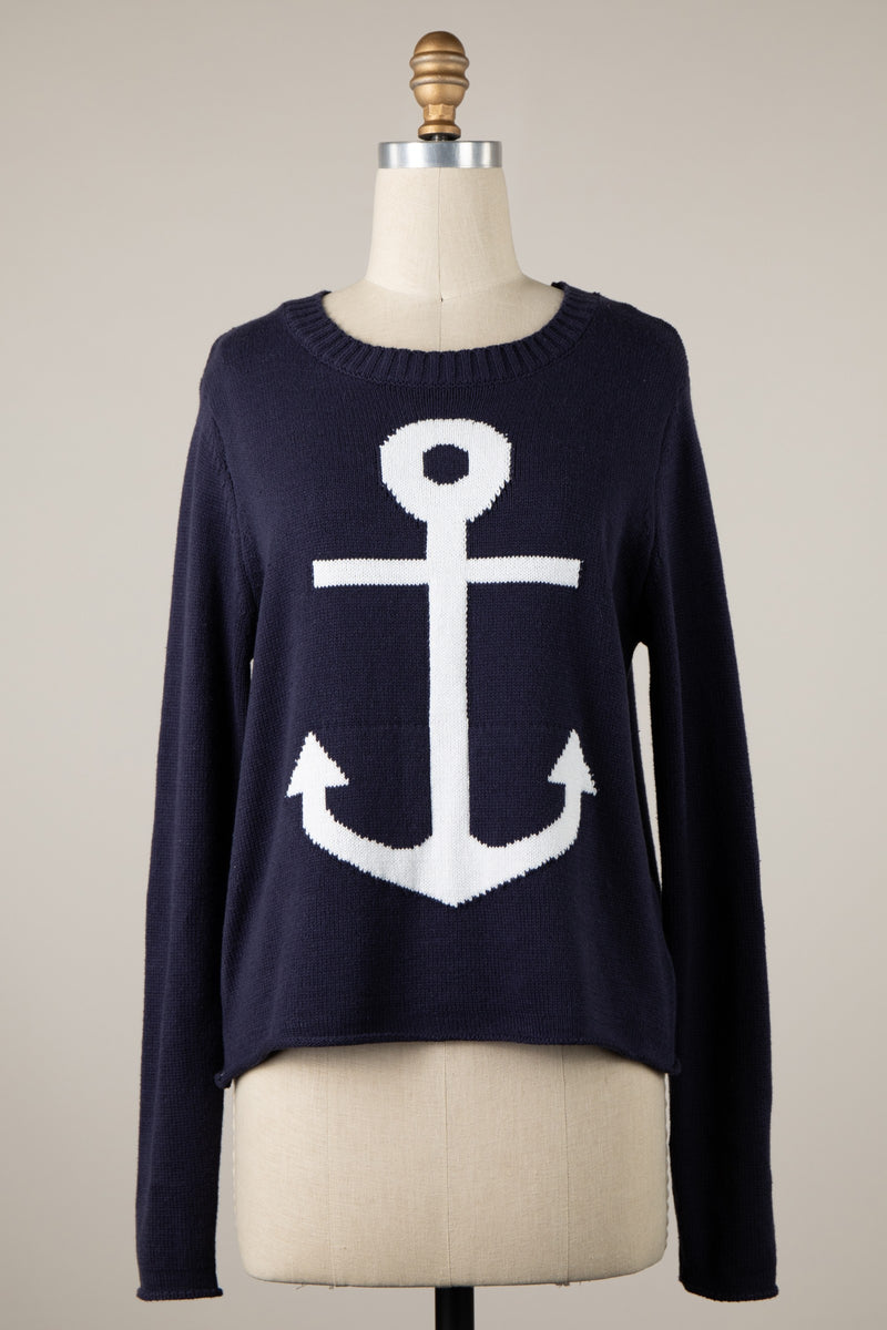 Anchor Nautical Beach Sweater Top