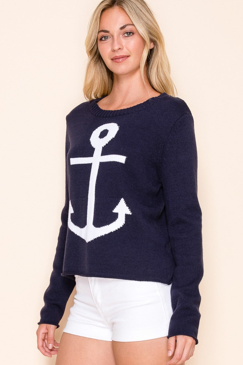 Anchor Nautical Beach Sweater Top