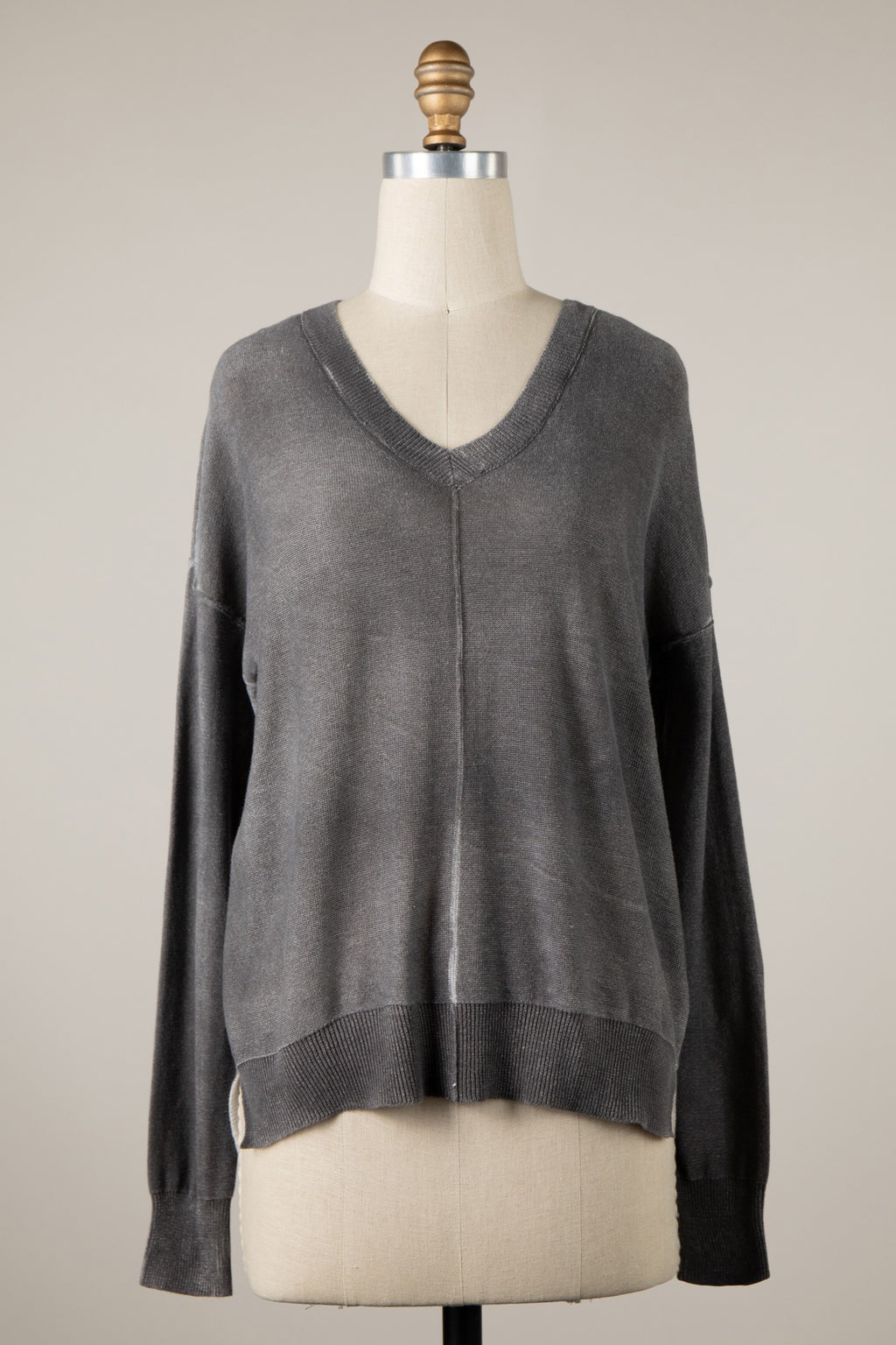 Tie Dye Denim Wash Cotton Sweater Top