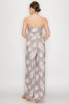 Leaf Patterned Tube Top Jumpsuit