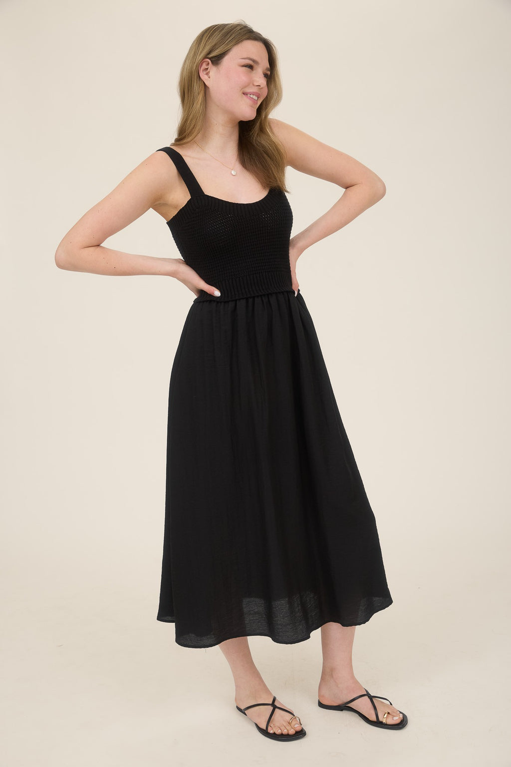 Sweater Knit Top Sleeveless Midi Dress