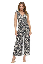 Ariella Printed Surplice Jumpsuit w/ Belt
