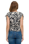 Ariella Printed Ruched Tie Shoulder Top