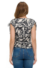 Ariella Printed Ruched Tie Shoulder Top