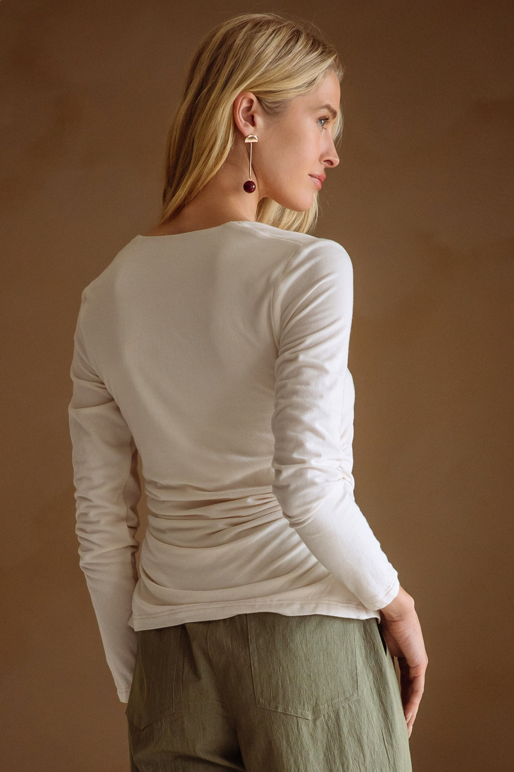 Rushed Waist Long Sleeve Top