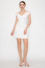 Lace V-neck Fitted Mini Dress