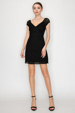 Lace V-neck Fitted Mini Dress