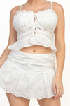 Sweetheart Shirred Eyelet Top