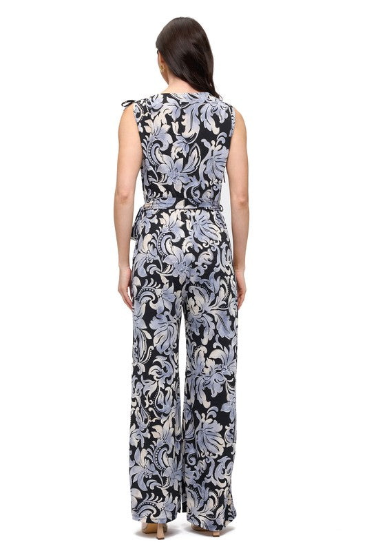 Ariella Surplice Jumpsuit w/ Belt -  Black