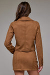 Hidden Low Rise Suede Micro Mini Skirt in Suede Caramel – TandyWear women’s boutique fashion back view full outfit 