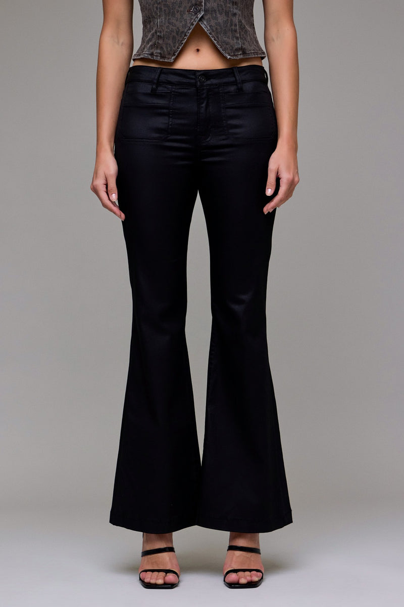 Hidden Coated Mid Rise Fashion Flare Jeans