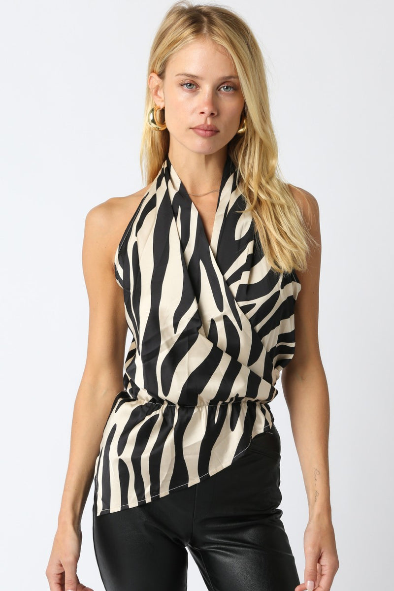 Zebra Asymmetric Halter Top