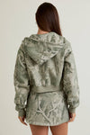 Tree Camo Printed Crop Hoodie Jacket