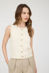 Raw Edge Button Down Cardigan Vest Top