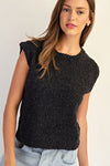 Textured Boucle Knit Sleeveless Sweater