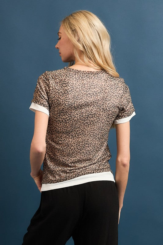 Mesh Overlay Crew Neck Tee