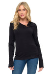 Long Sleeve Keyhole Top In Modal