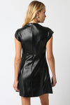 Sleek black Avah Pu dress featuring a fitted silhouette and cap sleeves, perfect for chic Long Island boutique fashion.