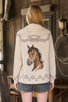 Horse Jacquard Shawl Knit Cardigan