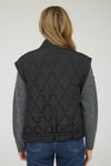Tie Detail Snap Button Down Quilted Puffer Vest