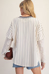 Pinstriped Game Day Lace Top