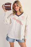 Pinstriped Game Day Lace Top