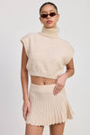 Turtle Neck Cap Sleeve Top