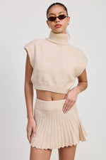 Turtle Neck Cap Sleeve Top