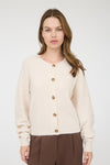 Ribbed Trim Button Down Long Sleeve Cardigan
