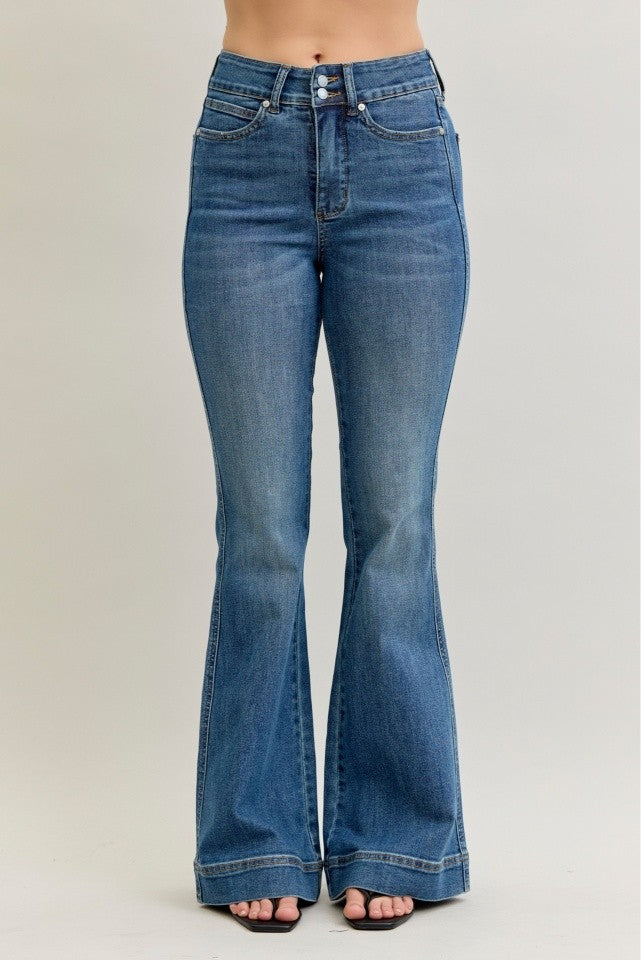Judy Blue Flare Tummy Control Double Button Jeans