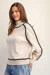 Lined Mock Neck Long Sleeve Sweater - Sand