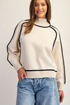 Lined Mock Neck Long Sleeve Sweater - Sand