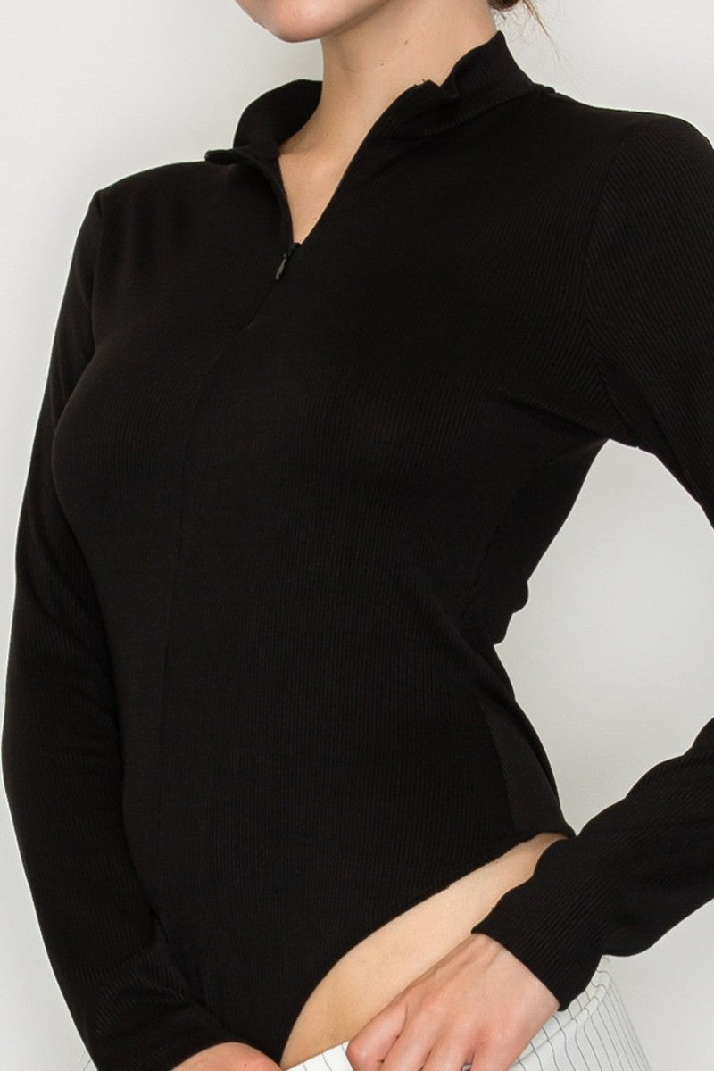 Zip Up Mock Long Sleeve Bodysuit