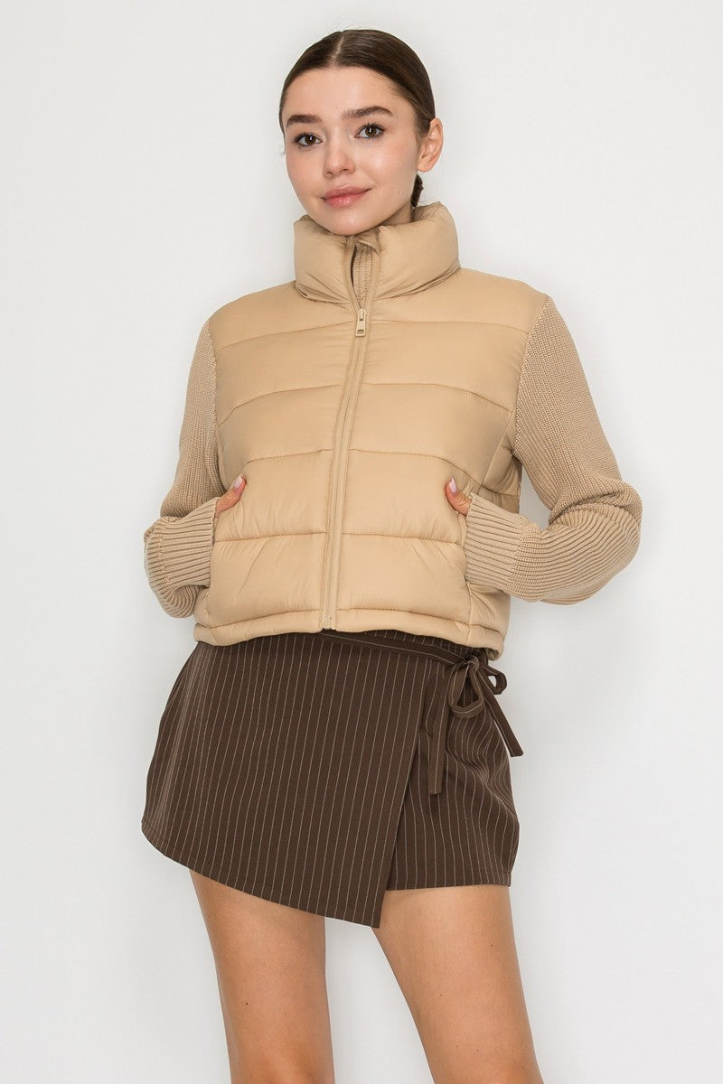 Knit Sleeve Padded Jacket