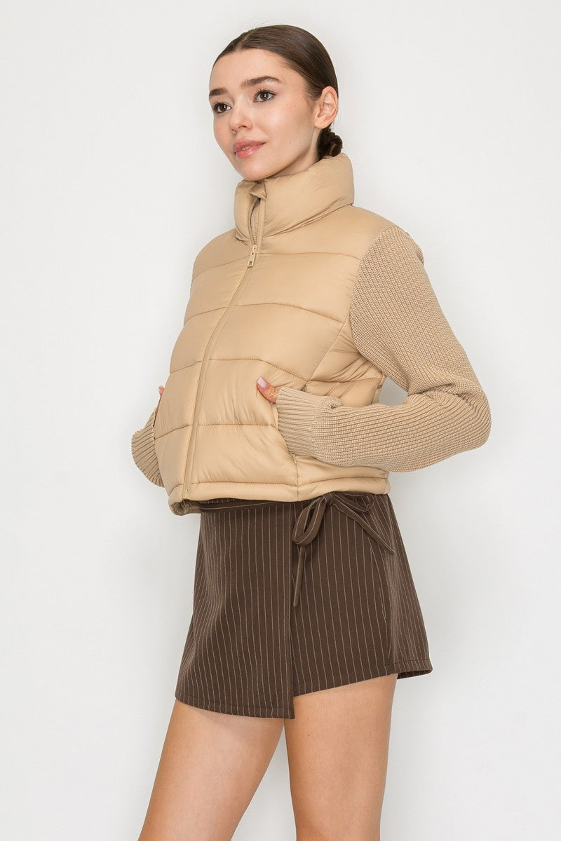 Knit Sleeve Padded Jacket