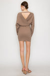 Sweater Self-Tie Back Cutout Dress