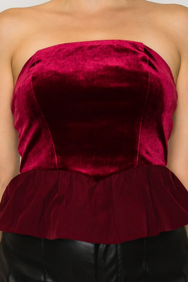 Tube Velvet Peplum Top