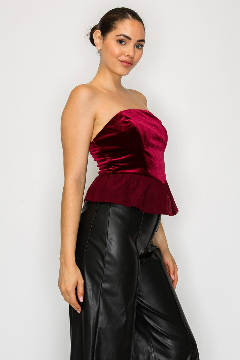 Tube Velvet Peplum Top