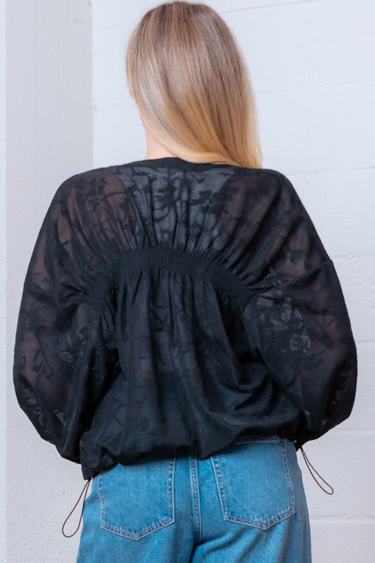 Long Sleeve Front Zipper Bungee Cord Jacket