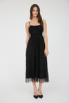 Polka Dot Tulle Spaghetti Strap Midi Dress
