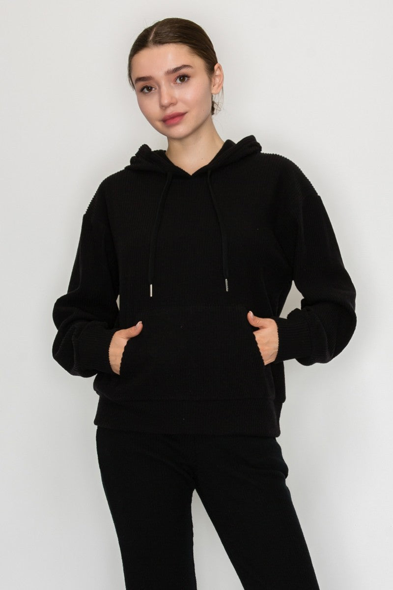 Ribbed Hoodie Sweatshirt