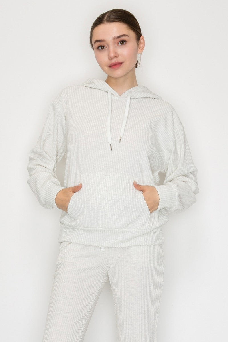 Ribbed Hoodie Sweatshirt