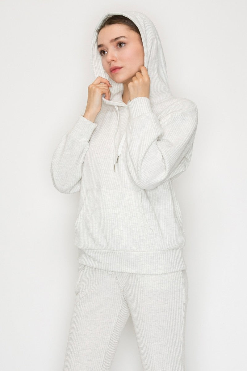 Ribbed Hoodie Sweatshirt