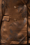 Long sleeve floral print blazer and matching pants set in rich brown tones, adding elegance to Long Island boutique fashion.