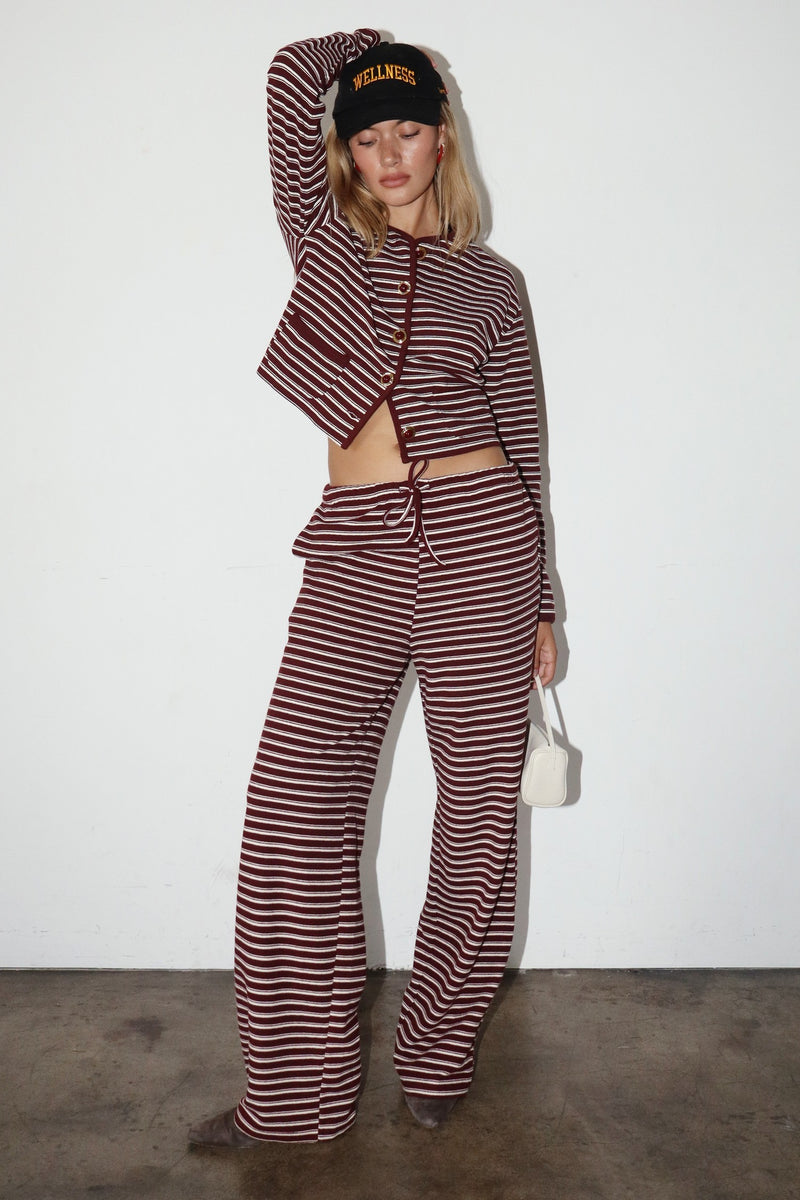 Striped Knit Wide Leg Pants | Soft Relaxed Fit Lounge Pants