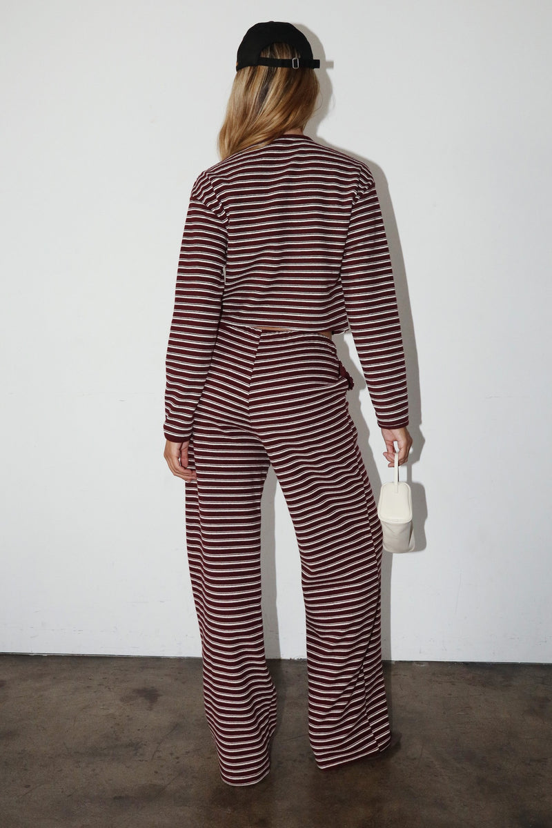 Striped Knit Wide Leg Pants | Soft Relaxed Fit Lounge Pants