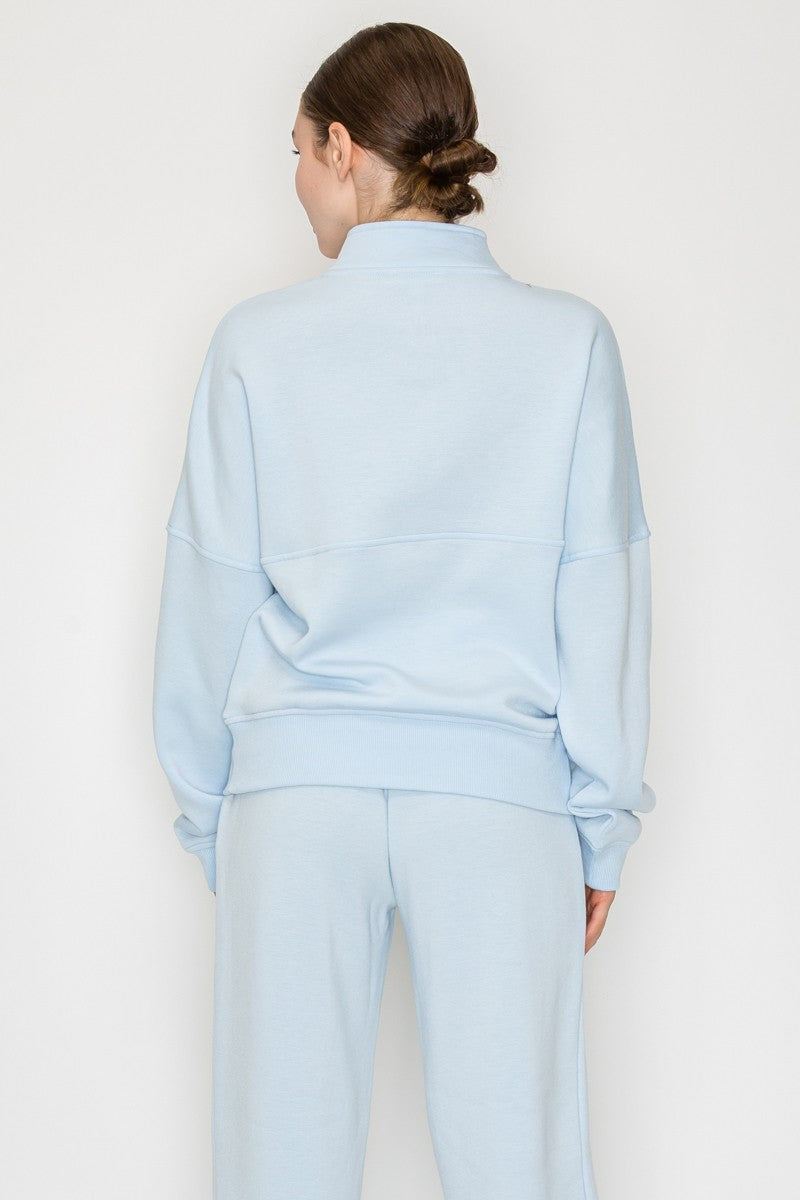 Mock Neck Half Zip Up Top