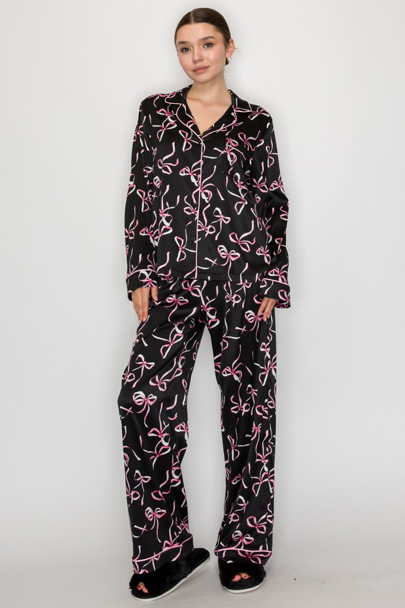 Ribbon Printed Pajama Pants