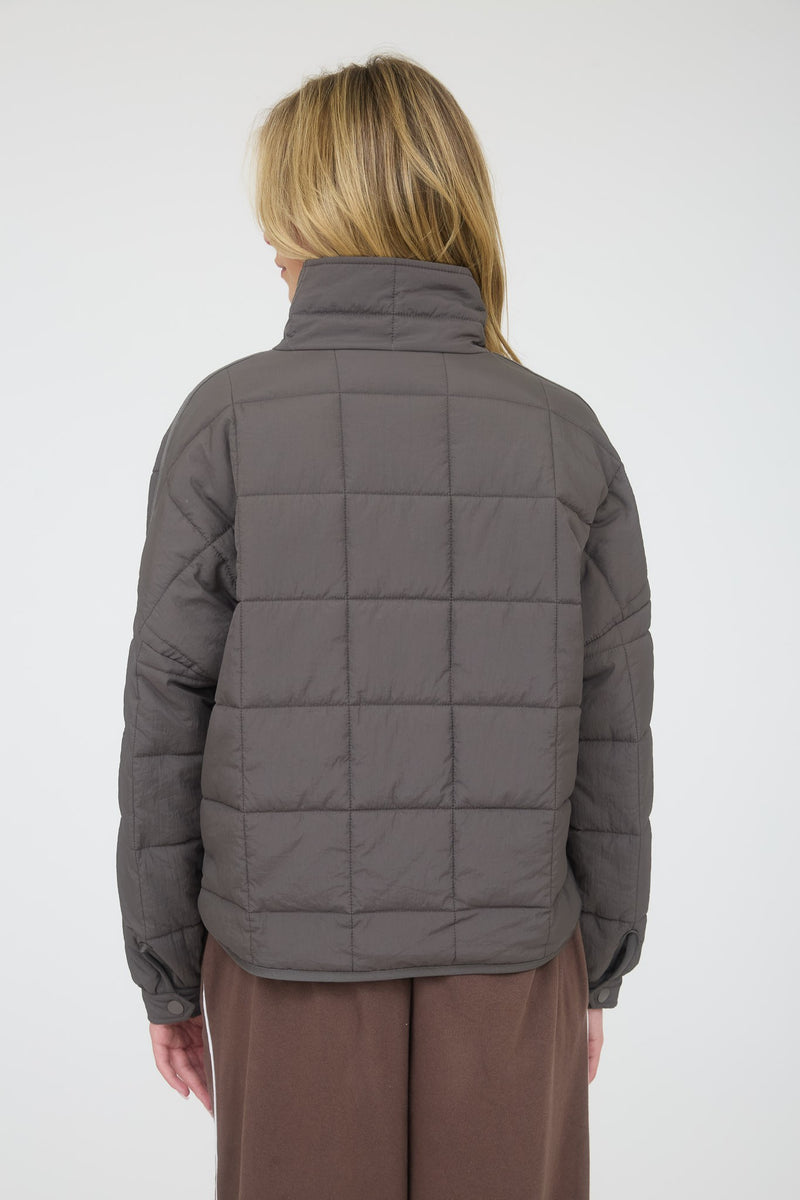 Quilted Square Zip Up Puffer Jacket